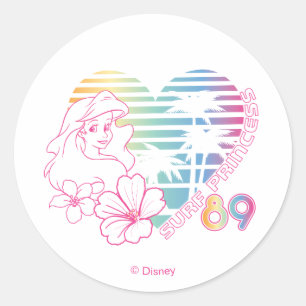 Ariel Surf Princess 89 Tropical Heart Classic Round Sticker