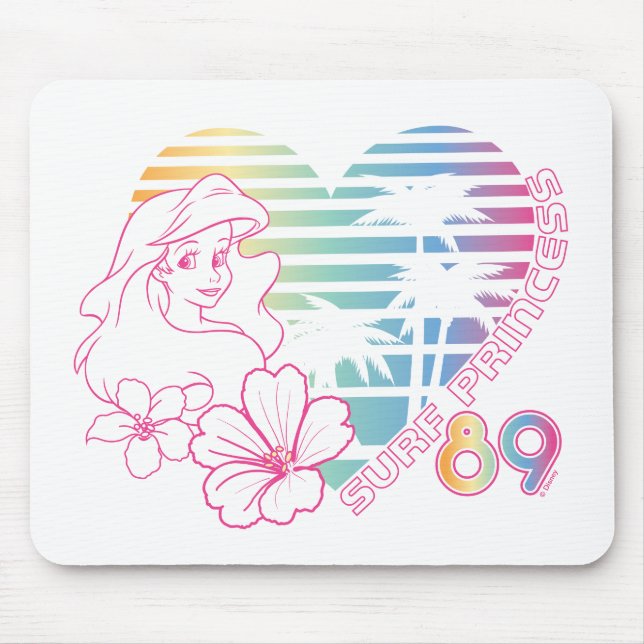 Ariel Surf Princess 89 Tropical Heart Mouse Pad (Front)