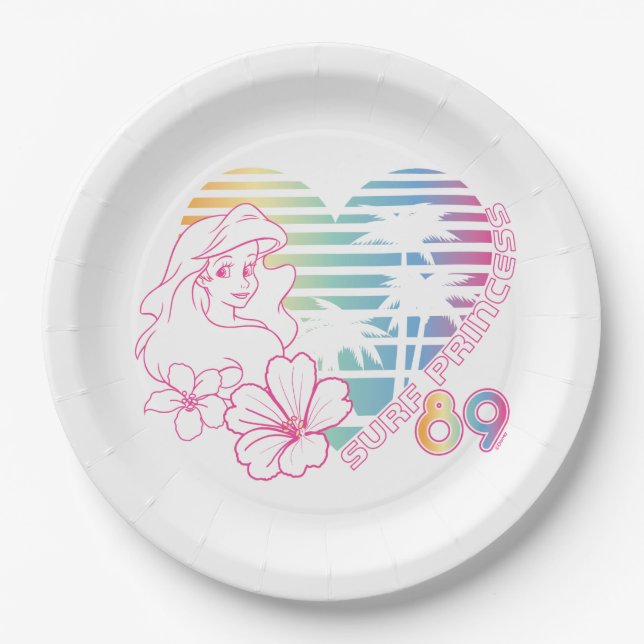 Ariel Surf Princess 89 Tropical Heart Paper Plates (Front)