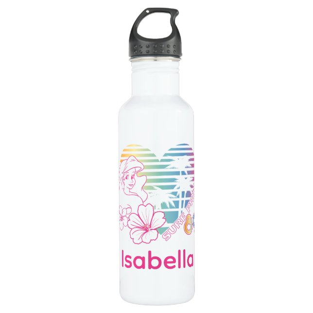 Ariel Surf Princess 89 Tropical Heart Stainless Steel Water Bottle (Front)
