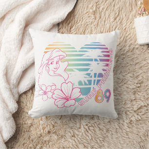 Ariel Surf Princess 89 Tropical Heart Throw Pillow