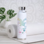 Ariel Surf Princess 89 Tropical Heart Water Bottle<br><div class="desc">Surf the waves with Ariel! This wonderfully retro graphic features Ariel outlined over a retrowave rainbow gradient heart with palm trees and flowers. Shop this graphic on your favorite custom Zazzle gifts!</div>
