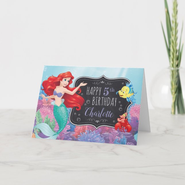 Ariel | The Little Mermaid | Chalkboard Birthday Card (Front)