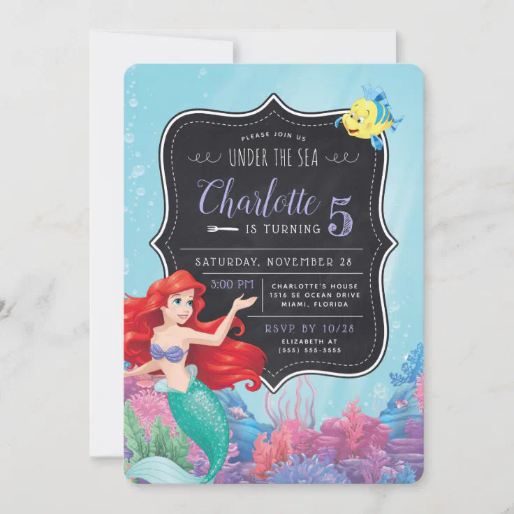 8 The Little Mermaid Ariel Princess Birthday Party Personalized Invitations 