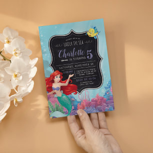 Ariel   The Little Mermaid   Chalkboard Birthday Invitation