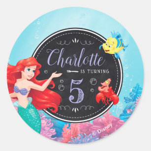 30 Little Mermaid Ariel Birthday 1.5 inch Stickers personalized 