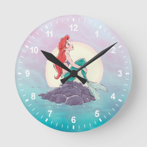 Ariel  The Little Mermaid _ Pearlescent Princess Round Clock