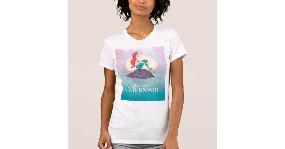 Disney The Little Mermaid Princess Ariel Wave Maker - Short Sleeve Cotton T- Shirt for Adults - Customized-Soft Pink 