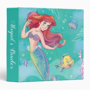 Ariel   The Little Mermaid - Watercolor 3 Ring Binder
