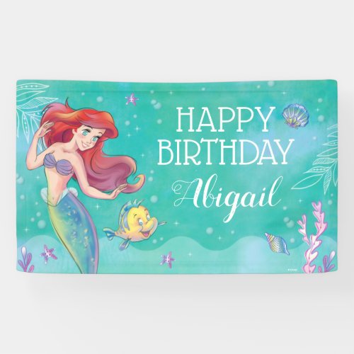 Ariel  The Little Mermaid Watercolor Birthday Ban Banner
