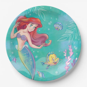 Ariel   The Little Mermaid - Watercolor Birthday P Paper Plates