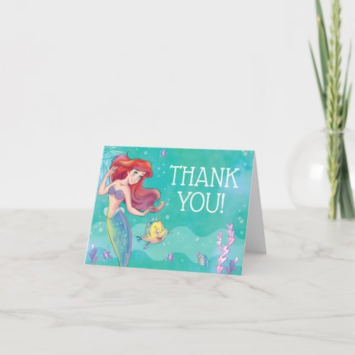 Ariel  The Little Mermaid  Watercolor Thank You Card