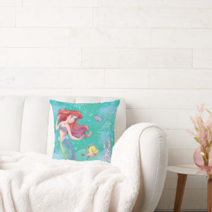 Ariel   The Little Mermaid - Watercolor Throw Pillow