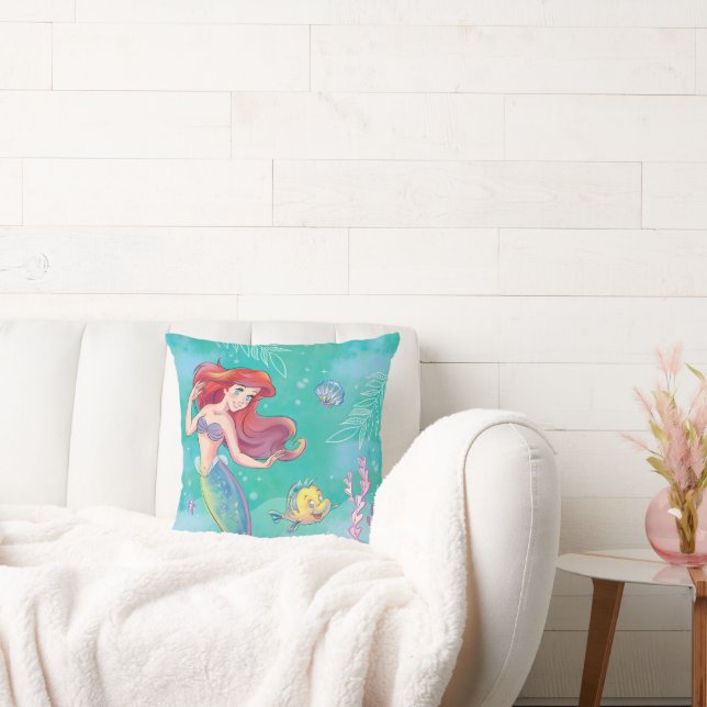 Ariel | The Little Mermaid - Watercolor Throw Pillow (Couch)