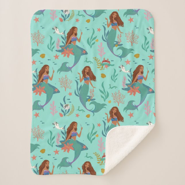 Ariel Undersea Adventure Pattern Sherpa Blanket (Front)