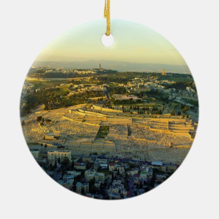 Ariel View Of The Mount Of Olives Jersalem Israel Ceramic Ornament