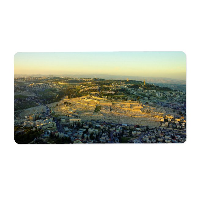 Ariel View of the Mount of Olives Jersalem Israel Label (Front)