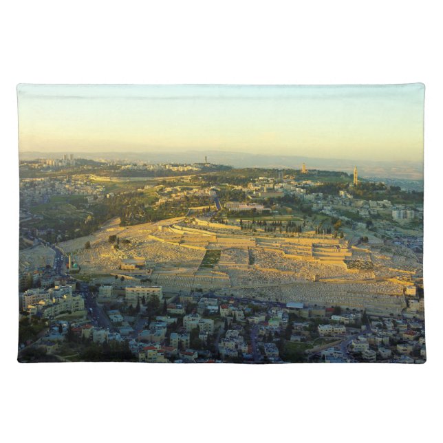 Ariel View of the Mount of Olives Jersalem Israel Placemat (Front)