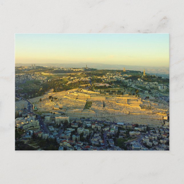 Ariel View of the Mount of Olives Jersalem Israel Postcard (Front)