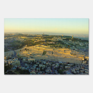 Ariel View of the Mount of Olives Jersalem Israel Yard Sign