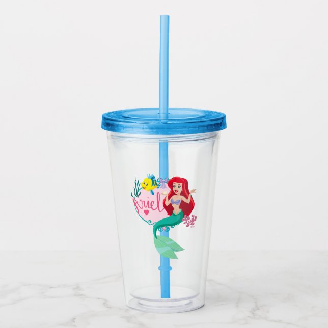 Ariel With Flounder Name Graphic Acrylic Tumbler (Front)