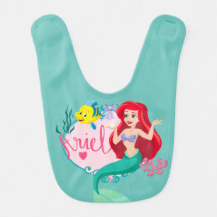Ariel With Flounder Name Graphic Baby Bib