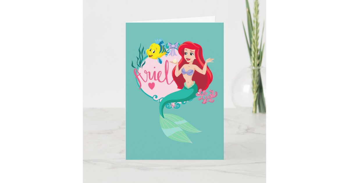 Ariel With Flounder Name Graphic Card Zazzle