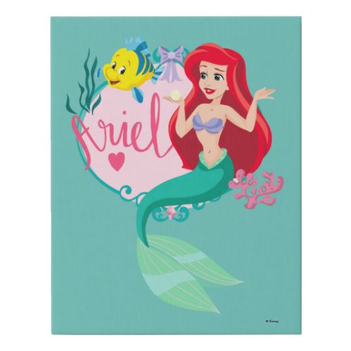 Ariel With Flounder Name Graphic Faux Canvas Print