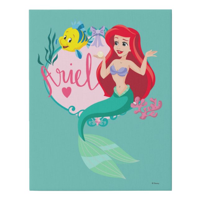 Ariel With Flounder Name Graphic Faux Canvas Print (Front)