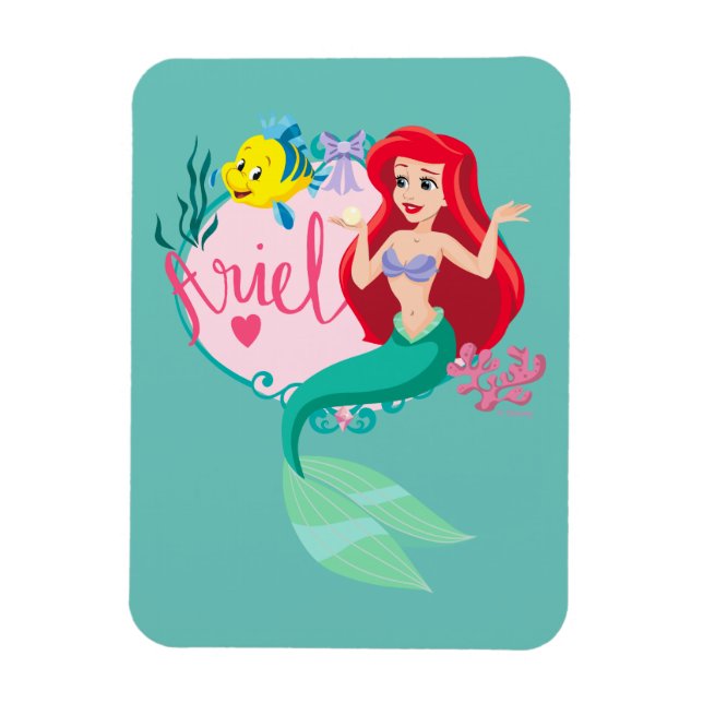 Ariel With Flounder Name Graphic Magnet (Vertical)