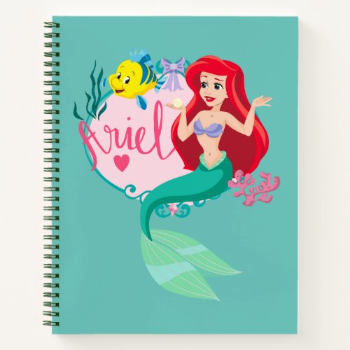 Ariel With Flounder Name Graphic Notebook