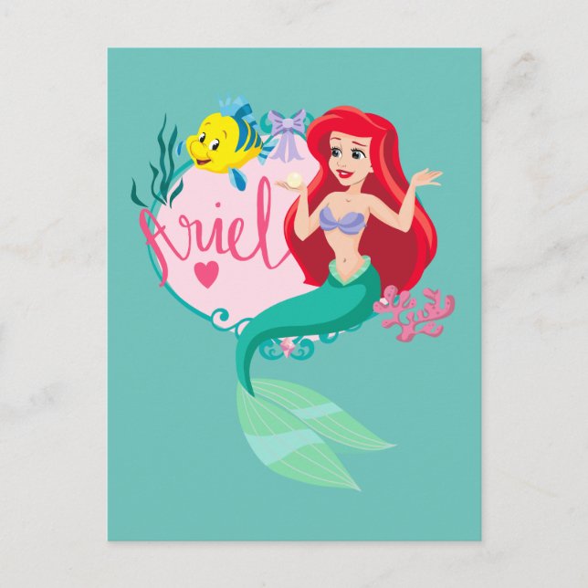 Ariel With Flounder Name Graphic Postcard (Front)
