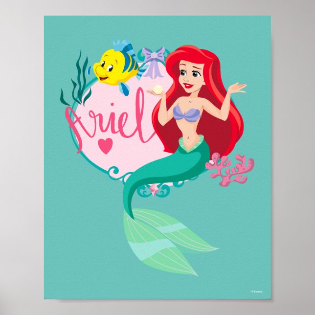 Ariel With Flounder Name Graphic Poster (Front)