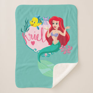 Ariel With Flounder Name Graphic Sherpa Blanket
