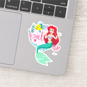 Ariel With Flounder Name Graphic Sticker