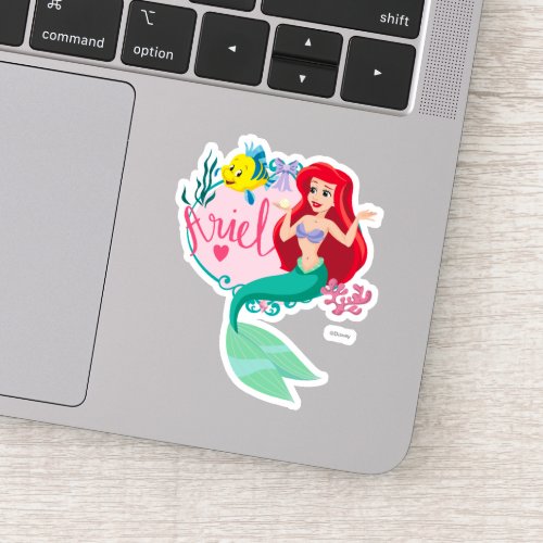 Ariel With Flounder Name Graphic Sticker