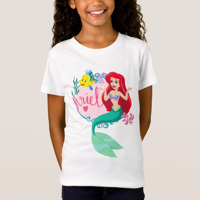Ariel With Flounder Name Graphic T-Shirt (Front)