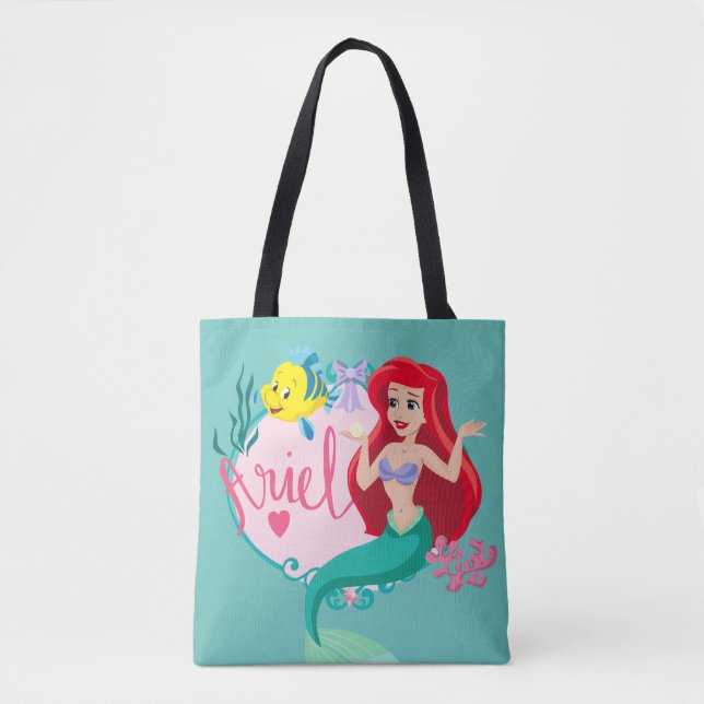 Ariel With Flounder Name Graphic Tote Bag (Front)