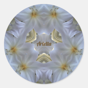 ARIELLA ~ EASTER LILY WHITE RELIGIOUS ~ CLASSIC ROUND STICKER