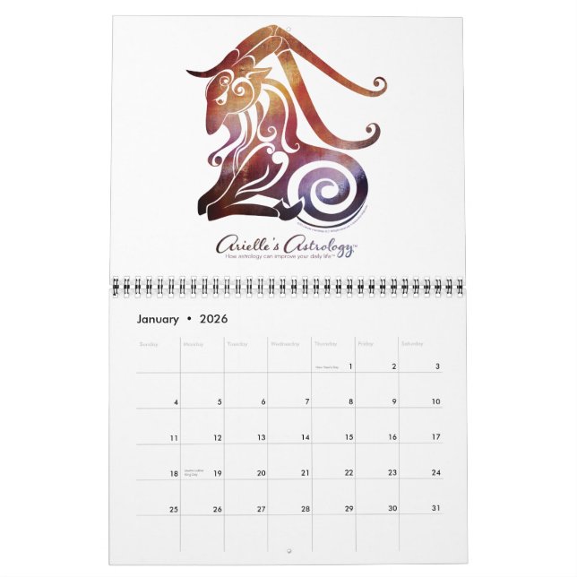 Arielle's Astrology Custom Printed Calendar (Jan 2026)