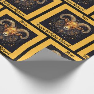 Aries Add Name Birthday Zodiac Gift Wrapping Paper
