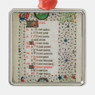 Aries and a man felling trees metal ornament