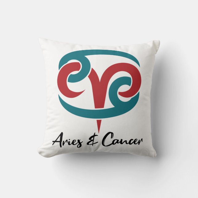 Aries and Cancer Zodiac Couple Horoscope Throw Pillow (Front)