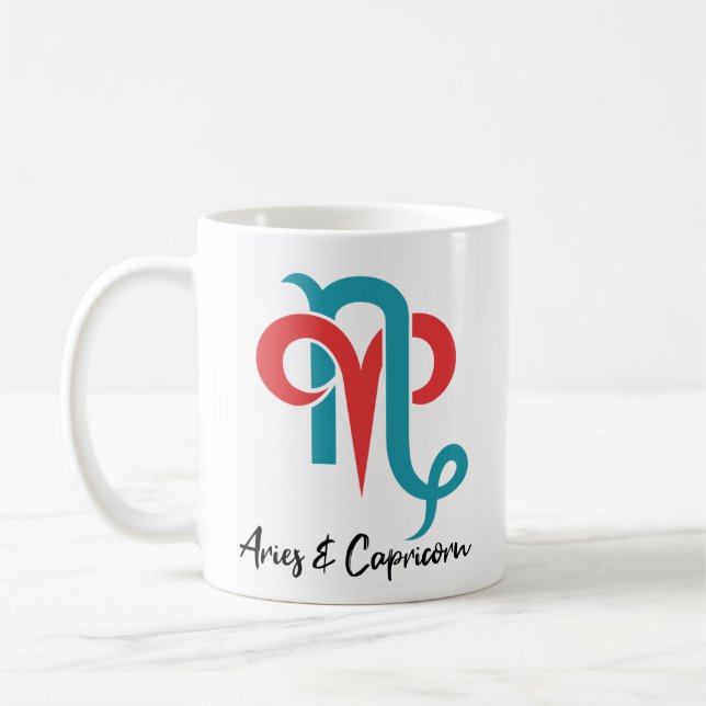 Aries and Capricorn Couples Zodiac Astrology Coffee Mug (Left)