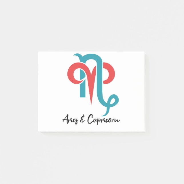Aries and Capricorn Couples Zodiac Astrology Post-it Notes (Front)