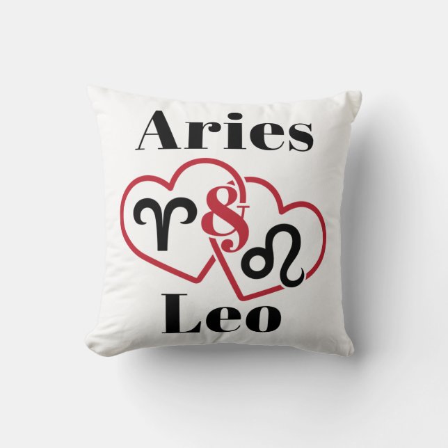 Aries and Leo Couples Zodiac Horoscope Throw Pillow (Front)