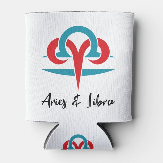Aries and Libra Couples Zodiac Horoscope Astrology Can Cooler (Front)