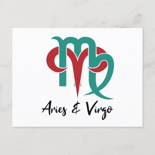 Aries and Virgo Zodiac Couple Horoscope Postcard