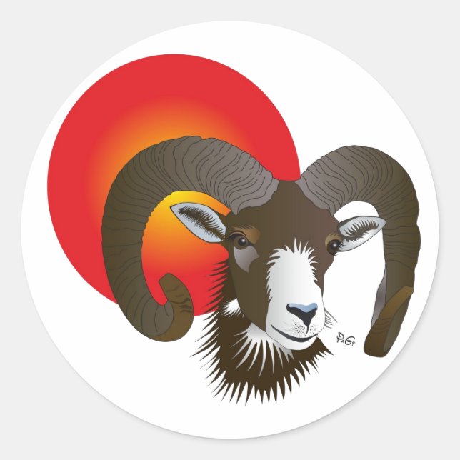 Aries - Animal label sticker (Front)