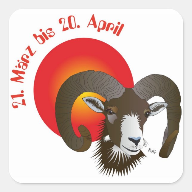 Aries - Animal label sticker (Front)